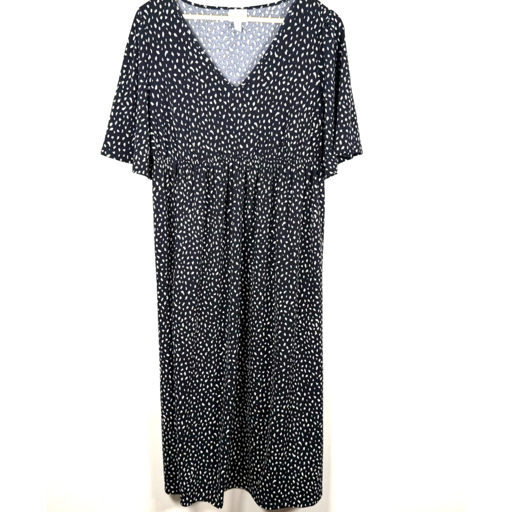 Ingrid‎ & Isabel Maternity Maxi Dress Women Medium Blue Polka Dot Short Sleeve